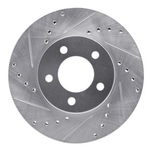 Ford Taurus Brake Rotor (1) - Front Left - R1 Concepts - Drilled & Slotted - Silver - `91-`00